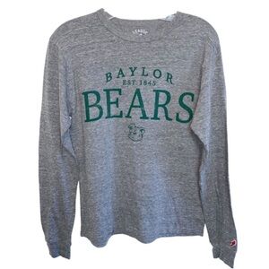 Baylor University Bears Grey Long Sleeve Spirit Tee Sz Small Collegiate